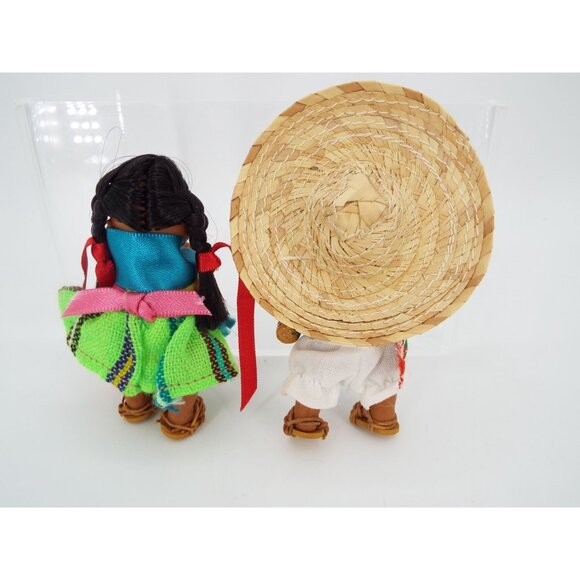 Vintage Mexican Conetl Rubber Clip On Pinch Dolls Mariachi Pair of 2 - Picture 2 of 7